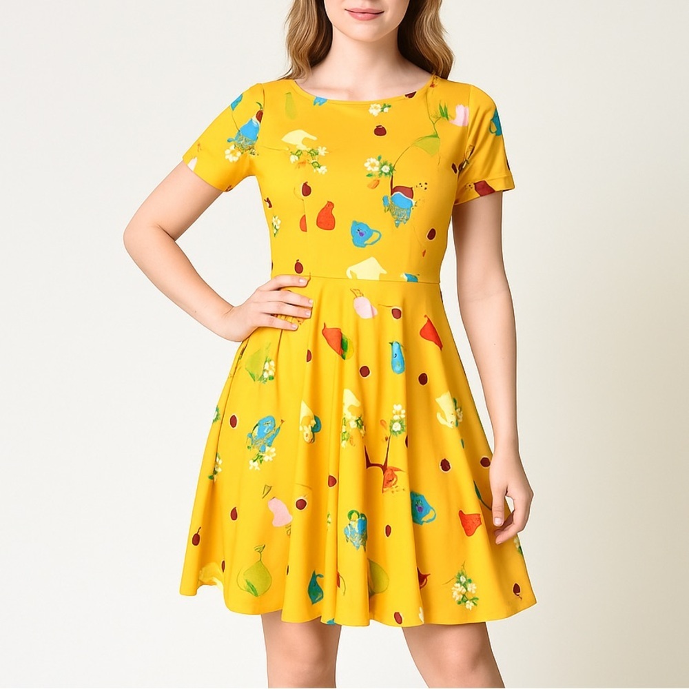 Unique Vintage Gwynnie Bee Garden Party Yellow Dress, 1X